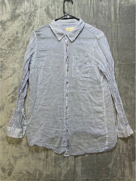 Michael Kors Tops - Michael Kors Blue and White Striped Button-Up Shirt Size 14